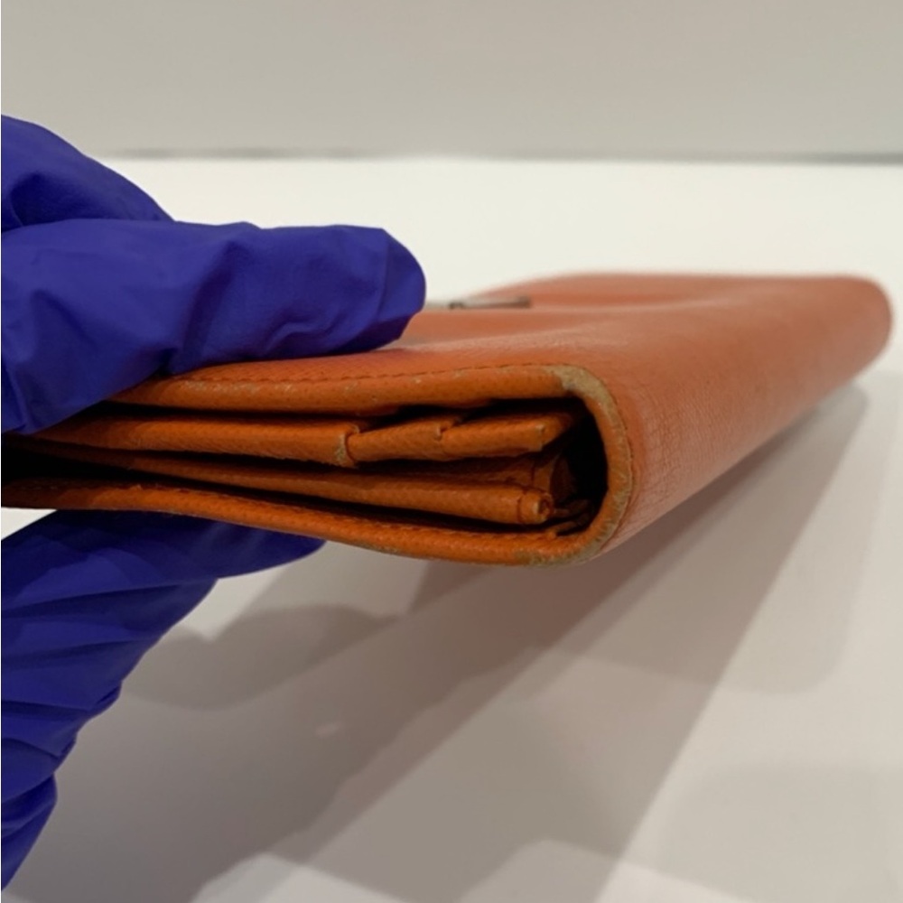 Prada Orange Leather Bifold Long Wallet  (Gently used, rubbing, marks) - Picture 5 of 10